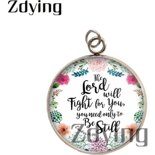 Zdying 2pcs Bible Verses Scripture Pendants Glass Cabochon Dome Charm Stainless Steel Christian Quote Jewelry Accessories BE020