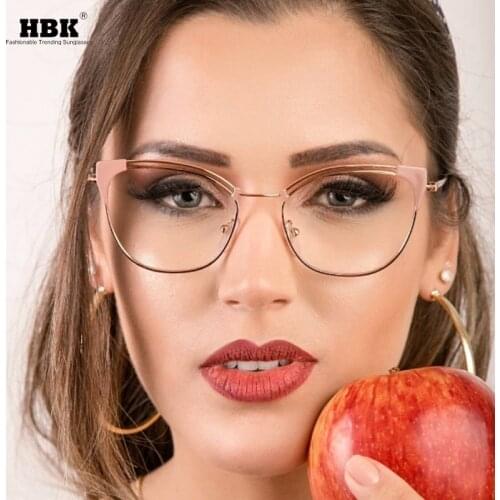 2019 Classic Vintage Transparent Cat Eye Glasses Frame Flat Myopia Optical Mirror Simple Metal Women/Men Computer Glasses UV400