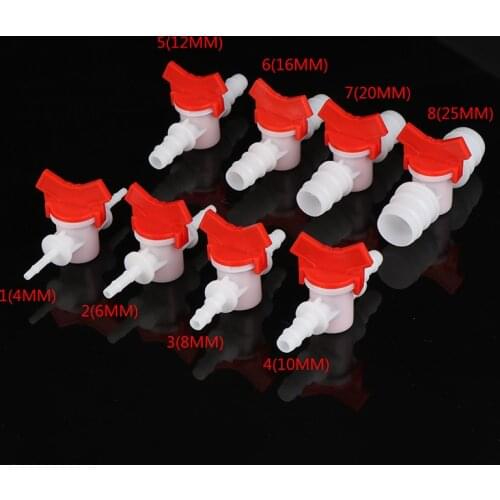 4mm 6mm 8mm 10mm 12mm 16mm 20mm Hose Barb Two Way Plastic Ball Valve Aquarium Garden Micro Irrigation Connector