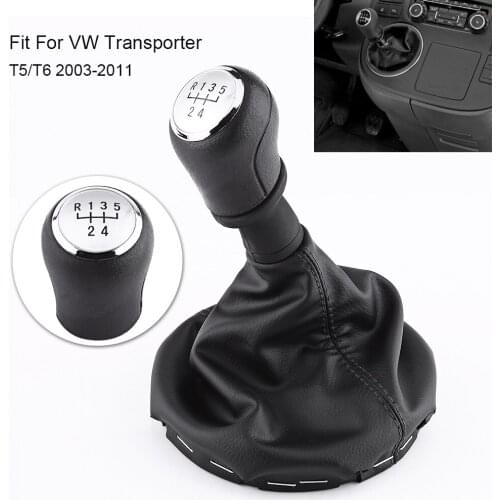 5 Speed Car Gear Shift Knob Gearstick Gaiter Boot Kit for Transporter T5 / T6 2003 2004 2005 2006 2007 2008 2009 2010 2011