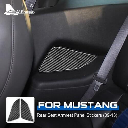 AIRSPEED Carbon Fiber for Ford Mustang 2009 2010 2011 2012 2013 Accessories Interior Trim Car Rear Seat Armrest Panel Sticker