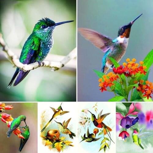 5D DIY Diamond Painting"Hummingbird flower daffodil‘’ Cross Stitch Kit Full Drill Embroidery Mosaic Art Picture Crystal Decor