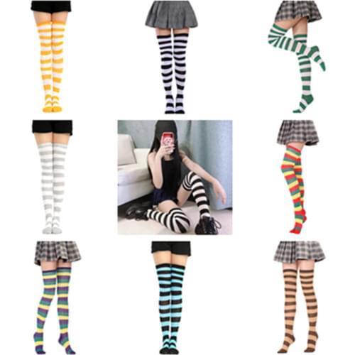 Anime Striped Stocking Girl Fashion Cartoon Cute Uniform Socks Women Studenr Cosplay Knee Sock
