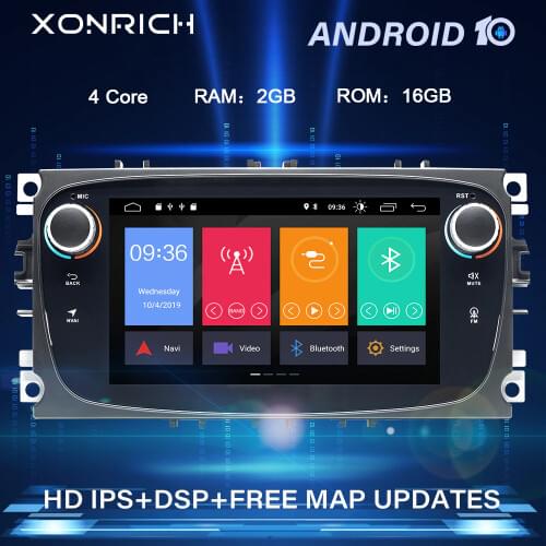 IPS DSP AutoRadio 2 Din Android 10 Car Multimedia Player For Ford Focus S-Max Mondeo Galaxy C-Max Radio Head Unit Stereo 2GB