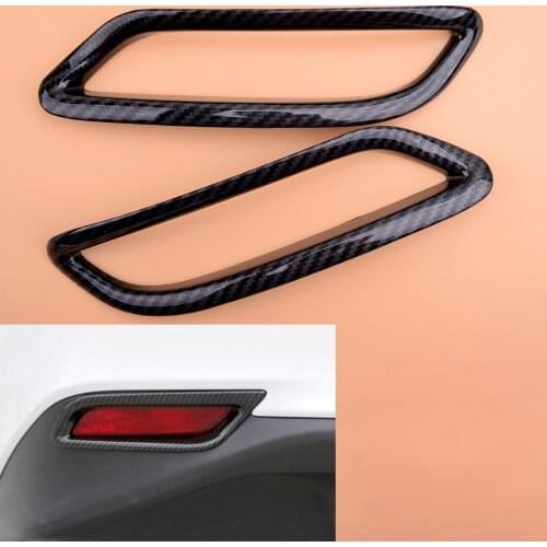 Beler Black Carbon Fiber Style Rear Fog Light Lamp Frame Trim Accessories Styling Fit for Toyota Camry SE XSE 2018-2019