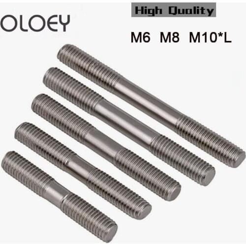5PCS M6 M8 M10*L 316 Stainless Steel Stud Bolts Screws Rod Tooth Stick Double Head Stud Bolt Metric Standard Excellent