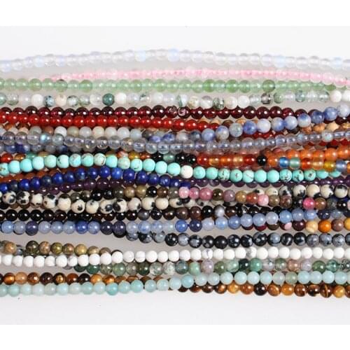 Natural Stone Agates Amazonite Garnet Turquoises lapis lazuli Round Small Loose Beads 2mm 3mm Jewelry Bracelet Necklace Making