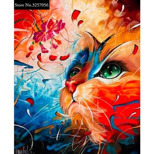 Diy Diamond Painting Cross Stitch Embroidery Full Diamond Mosaic Painting Colorful Cat Hobbies & Crafts Crystal Home Decoration