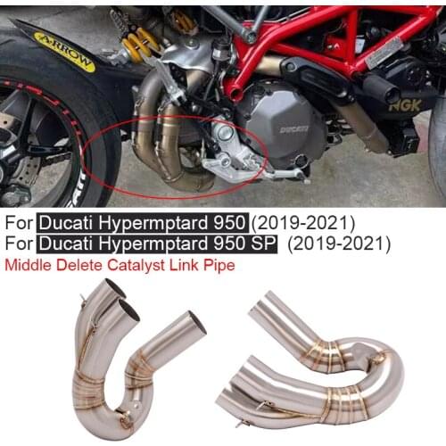 For DUCATI HYPERMOTARD 950 / 950 SP 2019 2020 2021 Motorcycle Exhaust Modified Middle Link Pipe Moto Escape Joint Tube Slip On