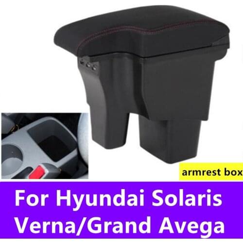 For Hyundai Solaris/Verna/Grand Avega armrest box central Store content box with cup holder ashtray car-styling accessory