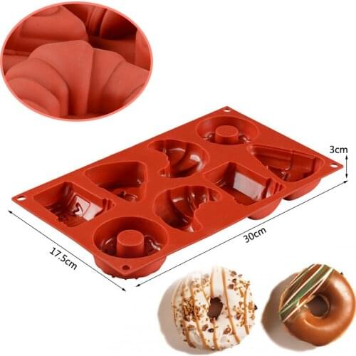 Donut Mold DIY Cake Mould Kitchen Tool Chocolate Biscuit Cake Decorating Tools Non-Stick Candy 3D Mold Silicone Donut Baking Pan