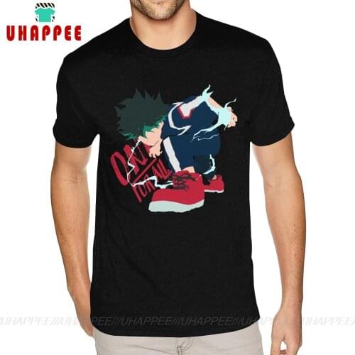 Natural Cotton One For All My Hero Academia Tshirt White Short Sleeve Men Big Size Black T Shirt