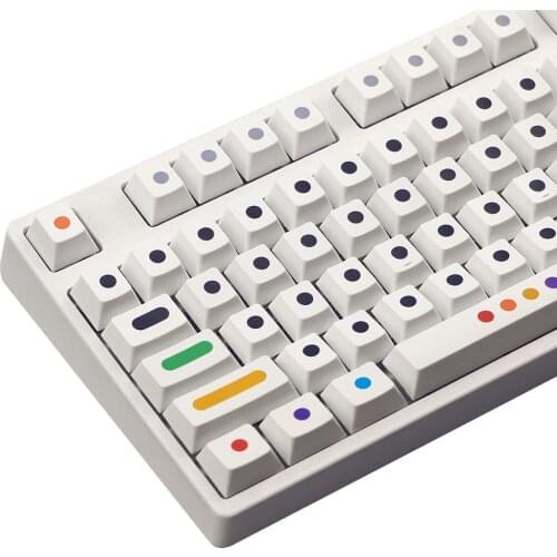 PBT Keycaps Black White Dots Five Side Dye Sublimation for Gaming Mechanical Keyboard Colorful Fresh Replacement