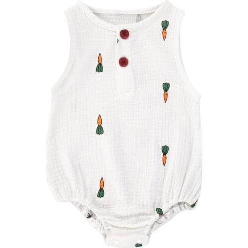 Summer 0-18M Newborn Baby Boy Girl Cute Cactus 4 Kinds Print Romper Sleeveless Button Jumpsuit Cotton Linen One-piece Outfits