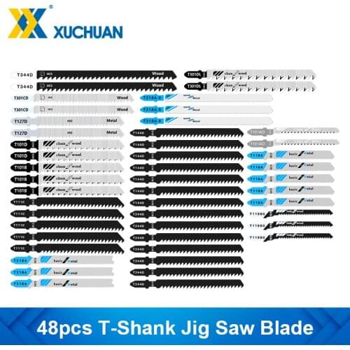 Jig Saw Blade 48pcs T-Shank Jigsaw Blade for Wood Metal Cutting Tool HCS Steel Saw Blade
