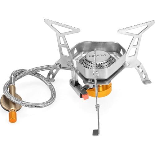 Lixada Gas Burner Foldable Windproof Camping Gas Stove Portable Piezo Ignition Gas Stove for Outdoor Camping Hiking Tourist