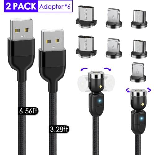 Magnetic USB Cable Fast Charging Type C Cable Magnet Charger Micro USB Cable Mobile Phone USB Cord New 360º+180º Rotation