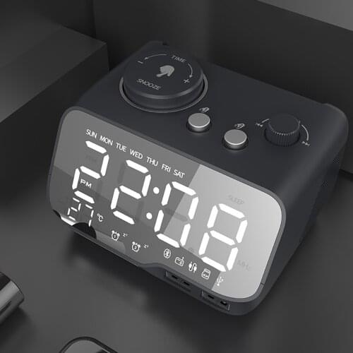 Multifunction Alarm Clock Speaker LED High-definition Screen Display Bluetooth Audio Cable TF Card Radio Playback Home Subwoofer