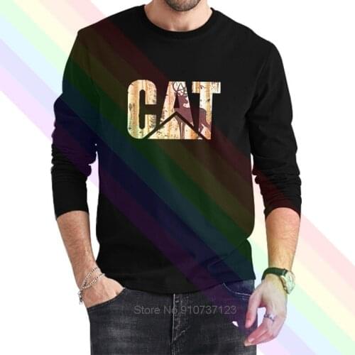 Fashion Caterpillar Logo Classic Black T-Shirt 2021 Newest Summer Mens Long Sleeve Popular Tees Shirt Tops Novel Unisex