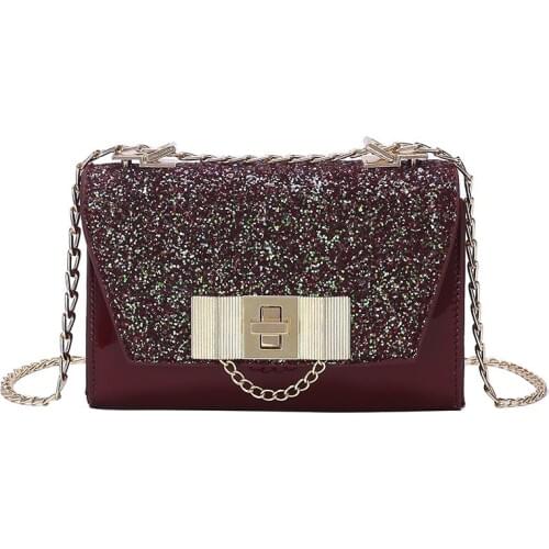 Fashion Leather Glitter Flap Women Crossbody Bag Designer Female Trendy Shoulder Pouch Daily Elegant Shoulder Bag Sequined Purse