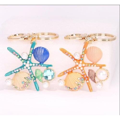 Fashion Creative Starfish KeyChain Girls Bag Ornaments Car Exquisite Gift Birthday Gift Party Favors Brand New