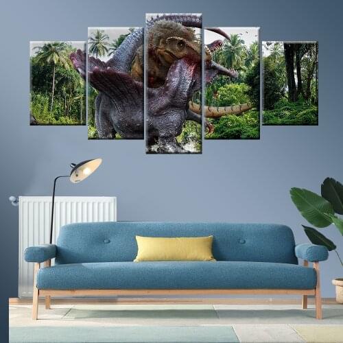 Modern HD Print Dinosaur Canvas Painting Poster Wall Art 5 Panel Modular Painting Home Decoration Picture