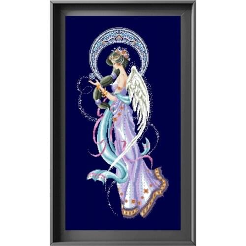 Moon fairy Bella cross stitch kit aida fabric 18ct 14ct 11ct deep blue canvas cotton thread beads embroidery craft set