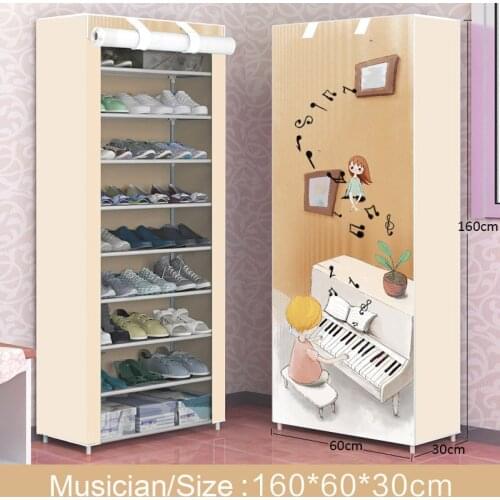 Nonwoven Printing Shoe Cabinet Dustproof Shoes Storage Closet Furniture Space-saving Organizer Holder Easy Assembled Shoe Rack