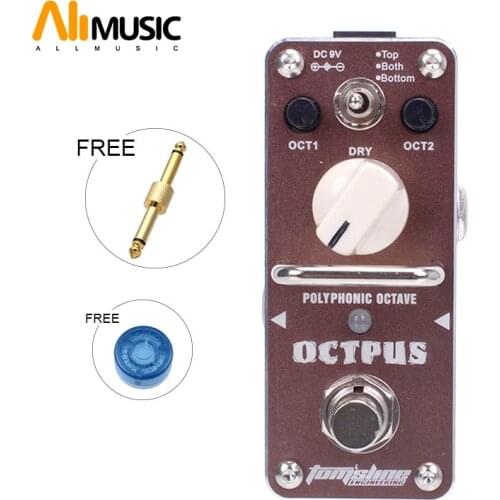 New AROMA AOS-3 OCTPUS 1 Octave Polyphonic Effect Mini Digital Effect True Bypass+Free Connector