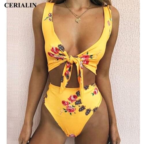 Print New Design Bathing Suit Bikini Set Swimming Suit Women 5 Colors Lace Up Two Piece High Waist Sexy Swimsuit Female Swimwear