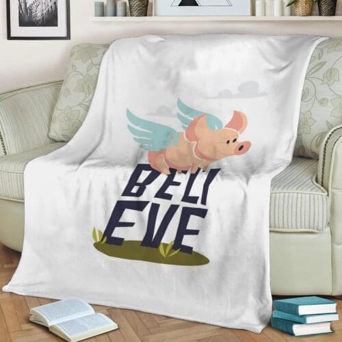 Cute Pig Owl Rabbit Blanket for Kids Teen Cartoon Animal Sofa Sherpa Throw Blanket for Sofa Nap Gift Bedspread on The Bed