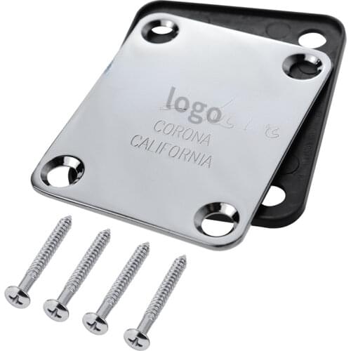 Ohello 1 Set Chrome Electric Guitar Neck Plate Neck Plate Fix TL Electric Guitar Neck Joint Board with FD Logo