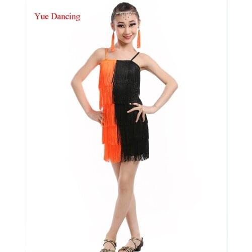 Paso Doble Dress Robe Salsa Dance Costume Girl Sexy Tango Dresses Children Charleston Fringe Dancing Dress Kids Ballroom Clothes