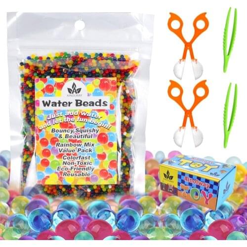 Party Favors Gift Water Beads Toy Set Non-Toxic Baby Shower Sensory Toy for Kids Birthday 10000 Beads with 2 Scoops and Tweezers