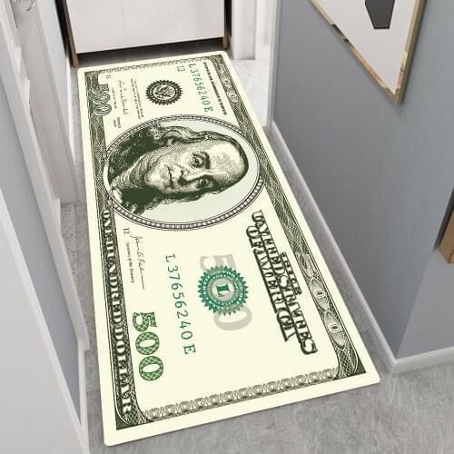 Retro Currency Money US Dollar Pattern Entrance Door Mat Porch Carpet Home Living Room Decoration Rectangular Flannel Carpet