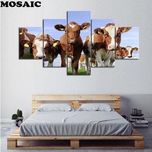 "animal cow"5d diy diamond Painting Cross Stitch,Full square embroidery diamond mosaic pictures Wall Stickers 5pcs