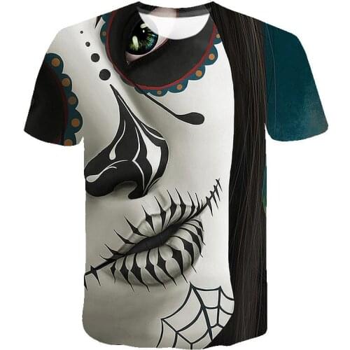 Sugar Skull Graphic T Shirts Tee Men Clothing Camisetas Tops Ropa Hombre Summer Streetwear Camisa Masculina Verano Roupas