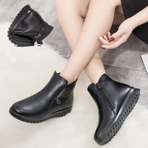 Winter new mother Vogue cotton shoes middle-aged cashmere warm snow boots large size pregnant women flat cotton boots bv6