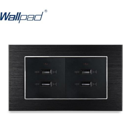 4 USB Charger Wallpad Luxury Satin Metal Panel USB Wall Outlet Panel Dual Usb Fast Charging 5V 3000MA