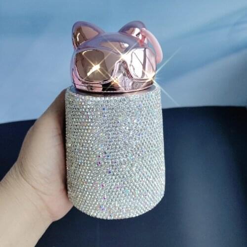 Cute Cat Sunglasses Stainless Steel Insulation Crystal Mug Ceramic With Lid Handle Handmade Drinkware Coffee Cup Student Cartoon