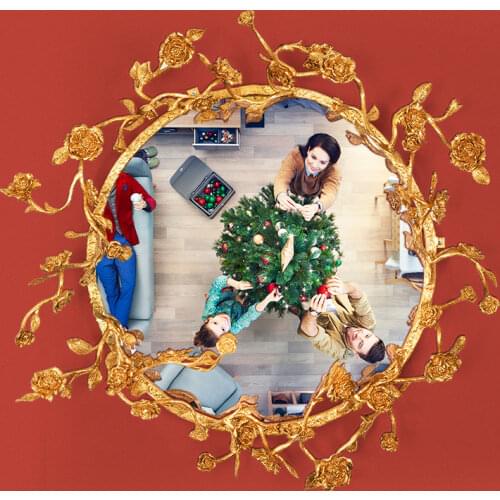 Post-Modern Art Mirror Sitting Room Mirror Sofa Background Wall Porch Decoration Mirror Wall Hanging Table Side Mirror Rose Mirr