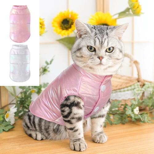Warm Winter Cat Clothes Vest Waterproof Puppy Dog Clothing Small Dogs Kitten Jacket Coat Lightweight For Cats Chihuahua Pink