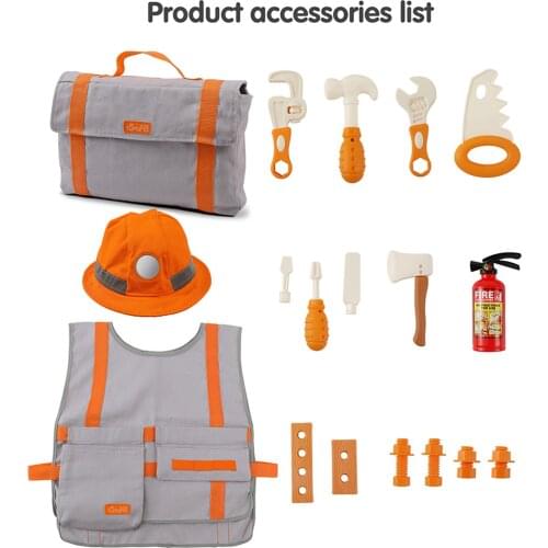 TUMAMA 16 Pcs Engineer Role Play Costume Dress-up Set Pretend Play Educational Engineer Toys Baby Toys Gifts Playset Kits