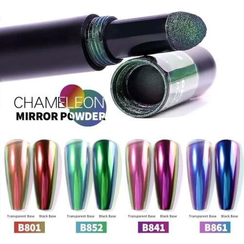 Magic Mirror Nails Powder Cushion Pen Nail Art Glitter Holographic Laser Effect Solid Chrome Pigments DIY Design Nail Decoration