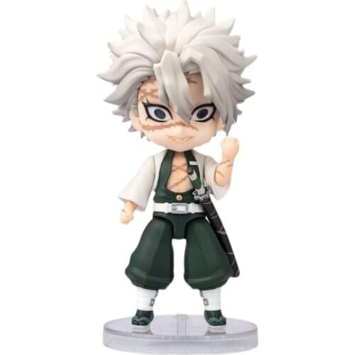 10cm BANDAI Original Figuarts Mini Demon Slayer Shinazugawa Sanemi Anime characters Action PVC Collection Model Toy Anime Figure