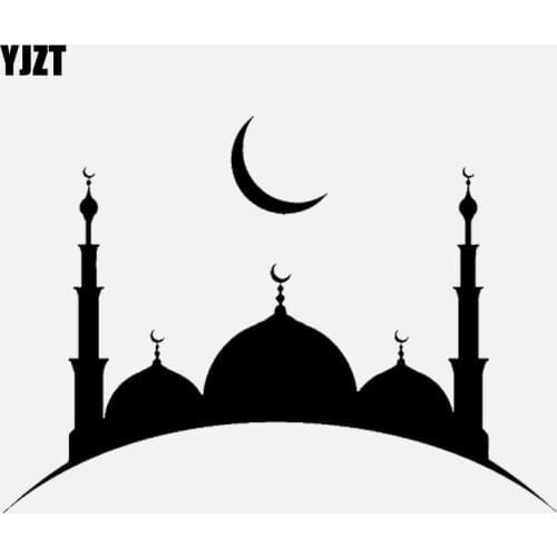 YJZT 13.6CM*9.8CM Vinyl Decal Islam Mosque Muslim Religion Arabic Art Car Stickers Black/Silver C3-1157