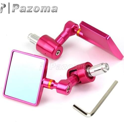 1 Pair Motorbike 7/8" 22mm Aluminum Square Side Rear View Mirror Pink Universal Motorcycle Handle Bar End Rearview Mirrors