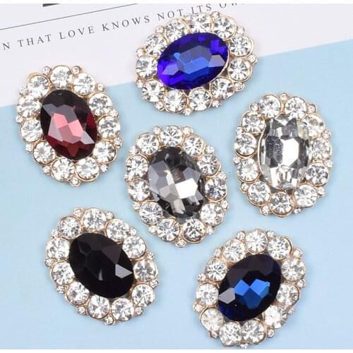 10 PCS 26x31mm Metal Alloy Oval Rhinestones Crystal Flowers Diy Hair Accessories For Jewelry Making