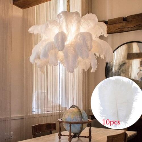 10 PCS White Ostrich Feathers Decoration Bulk Wedding Centerpieces for Tables Home High Quality Crafts Plumes Lamp 70CM Figured