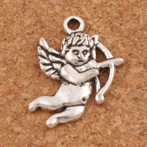 100pcs Cupid Angel Charm Beads 22.3x15.8mm MIC Tinetan Silver Pendants Jewelry DIY L107
